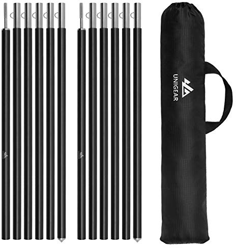 Unigear Telescopic Tent Pole Set med 2 aluminiumpoler för tarp, tent, awning, camping, justerbar från 40 cm – 240 cm (svart)
