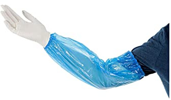 OneProtek Ärmelschoner PE, wasserdicht, Einweg Ärmelschoner Mit 2 Dehnbaren Gummibändern, Einheitsgröße (45 cm), Blau