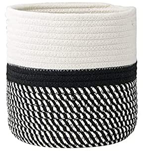 LICHENGTAI Corde Coton Panier à Plantes, Panier Tissé de Fleurs, Paniers de tressé Pliable a vec poignée Panier de Rangement, Panier de Plantes pour Pot de Fleurs Coton Stand Home Decor, 20cm x 20cm