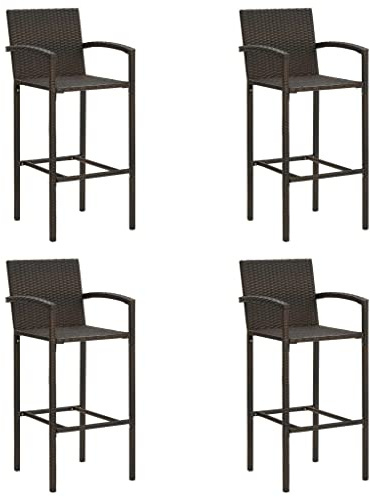 vidaXL 4X Taburetes de Cocina Bar Silla Mostrador Pub Bistró Comedor Simplista Reposapiés Asiento Estable Robusta Ratán Sintético Marrón