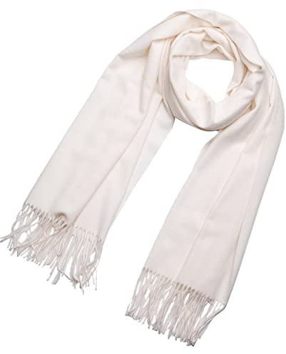 DonDon Schal Damen Winter Wollschal Winterschal groß und flauschig 200 x 70 cm - Creme
