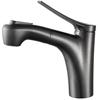 Ksunun Rubinetto Bagno Lavabo con Doccetta Estraibile Rubinetto Bidet Miscelatore per Lavabo per Acqua Calda e Fredda Disponibile 2 modalità Jet, Ottone,Grigio