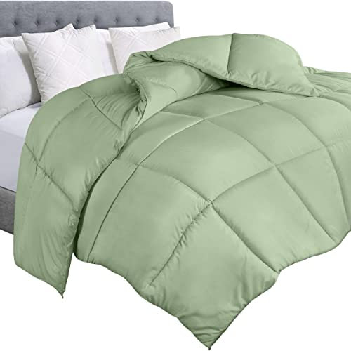 Utopia Bedding Couette Alternative matelassée avec languettes d'angle, Couture de Finition en carré (lit Simple, Vert Sauge)