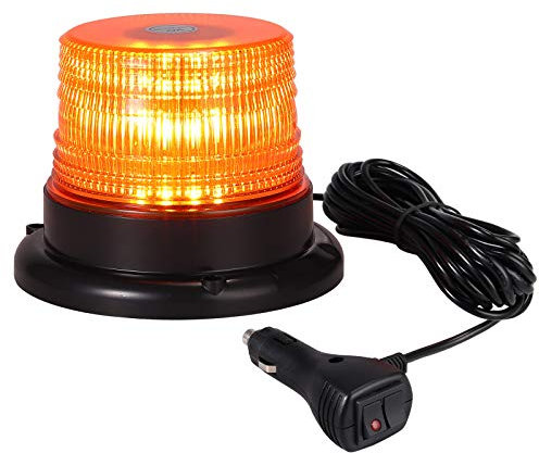 PROZOR 40 LED Magnetic Flashing Beacon Light - Amber Emergency Warning Strobe Light with 7 Modes & 5m Cable 40W IP65 Waterproof LED Flashing Beacon for 12/24V Vehicles Trucks