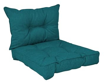 POKAR Cojines Lounge Exterior Cojin Asiento Muebles Jardín Cojin para Silla, Set de 2: Cojin Asiento 50x50x10 cm + Respaldo 50x40x10 cm, Verde Oscuro