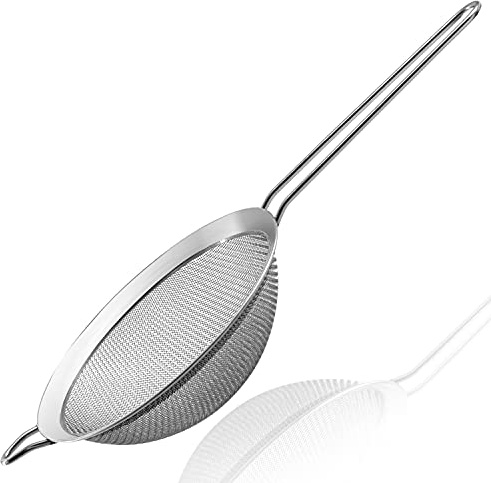 Anaeat Feinmaschige Siebe - Hochwertige Edelstahl-Siebe, mit strapazierfähigem Netz und robustem Griff, hervorragend zum Sieben von trockenen Zutaten wie Mehl, Nudeln, Reis, Tee (16 cm)