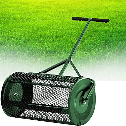 HUMNZR Esparcidor De Compost De 24 Pulgadas, Esparcidor De Musgo De Turba Duradero, para Fertilizantes, EstiéRcol, Suelo, Semillas De Hierba, Musgo De Turba, Rodillo Esparcidor De EstiéRcol