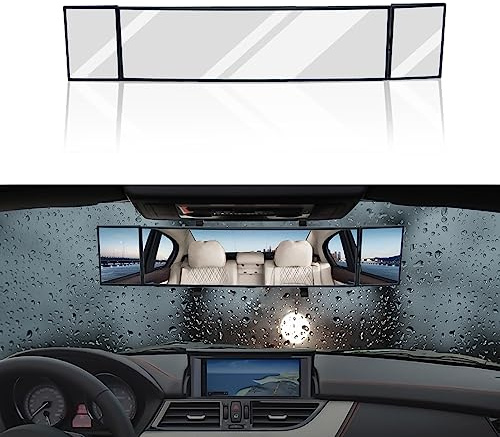 Ziciner Car Rear View Mirror, 15.1'' Anti-Glare Panoramic Wide Angle Rearview Mirror, Interior Clip-on Extended Mirror, Universal Vehicle Interior Accessories for Car, SUV, Truck (Silver#2)