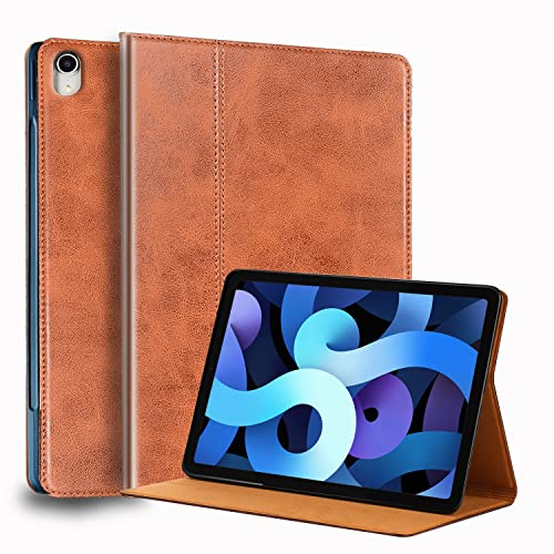 Gexmil Leder Hülle für iPad Air 11 Zoll M4/M3/M2 (2026/2025/2024),iPad Air 10,9 Zoll 5./4. Generation 2022/2020, Leder Cover Stoßfest,Automatischer Schlaf/Aufwachen, rutschfest,Braun