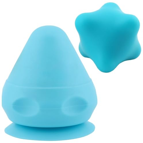 Bola de masaje miofascial, bola de masaje miofascial con ventosa, herramienta de alivio del dolor de espalda, bola masajeadora terapéutica, para cuello, piernas, espalda y liberación miofascial (azul)