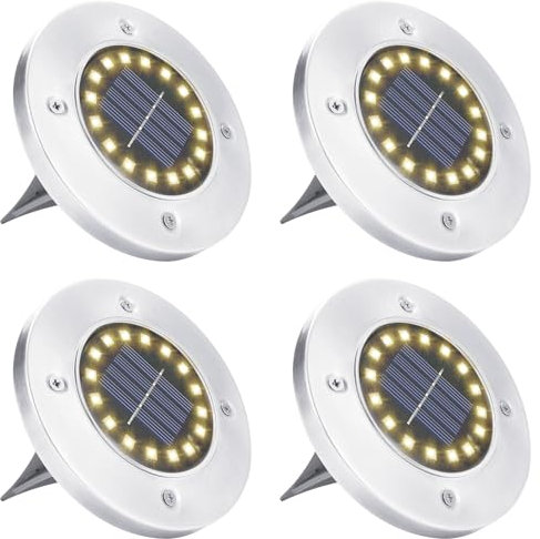 BrizLabs Lumière Solaire Extérieur, [Lot de 4] Lampe Solaire pour Jardin 16 LED Lumière Au Sol Solaire Spot Etanche Encastrable Éclairage Pour Chemin Terrace Cour Pelouse Escaliers, Blanc Chaud