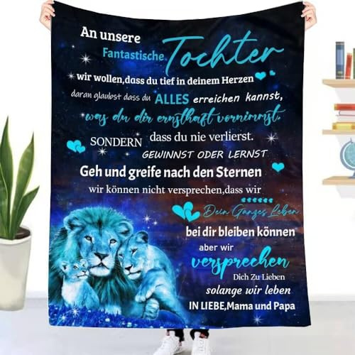 UOOYAA Personalisierte Kuscheldecke Flauschige Decke Geschenke für unsere Tochter von Eltern, Kuscheldecke An Unsere Tochter von Mama und Papa, 18 Geburtstag Mädchen, Super Weiche Wohndecke