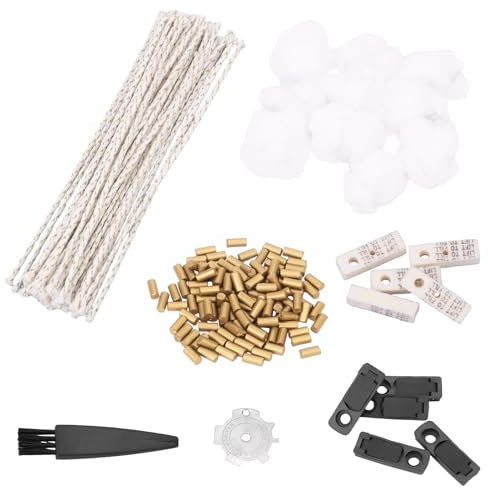 Universal Lighter Accessories Set, Lighter Repair Spare Parts Package, Including Flint, Cotton Wool, Wick, Gasket, Felt, Brush and Screwdriver
