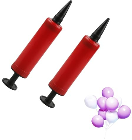 Tabanzhe 2 PCS Manual Balloon Inflator,Balloon Pump,Wedding Party Balloons Supplies Accessories,Double Action Hand Pump for Foil Balloons Yoga Balls(Red)