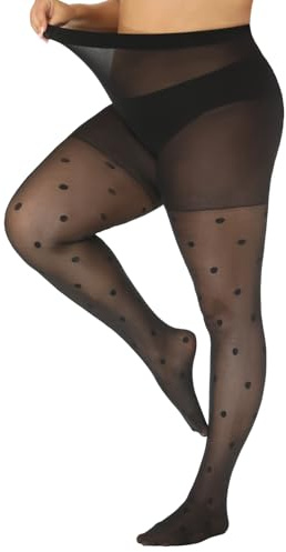 Yilanmy Muster Strumpfhosen Damen Grosse Grössen 40 DEN | Schwarz Leoparden & Punkte Muster, hohe Taille, vielseitig für Party, Alltag & besondere Anlässe