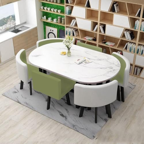 EpuzeR Konferenztisch Esstisch mit 6 Stühlen Set, Balkon Esstisch Set 6 Personen, 90 * 150cm Küchentisch Konferenztisch Meetingtisch mit Stühlen(6)