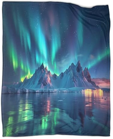 Schnee Covered Bergs Kuscheldecke 70x80inch(180x200cm),weich & Warm,extra Flauschig Als Sofadecke Nordlicht Wohndecke Yogadecke Tagesdecke,Plüsch Sofaüberwurf