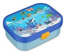 Mepal - Lunchbox Campus - Bento Lunchbox für Kinder - Brotdose mit Bento-Fach & Gabel - Meal Prep Box mit Clip-Verschluss - BPA-frei & Spülmaschinenfest - 750 ml - Tropical Ocean
