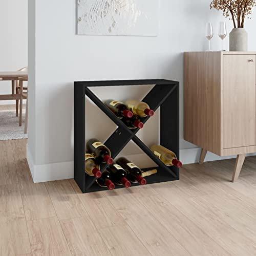 Tidyard Armoire à vin Noir 62x25x62 cm Bois de pin Massif, Casier à Vin Range Bouteilles, Porte Étagère à Bouteille pour Cuisine, Bar, Salon, Bistro, Cave à Vin