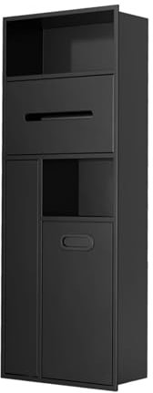 SGKOMN Niche de Douche en Acier Inoxydable, étagère de Salle d'eau encastrée, étagères de Salle de Bain, Poubelle, Espace de Papier Toilette, Rangement de Brosse de Toilet, Black-11.81x30.71x5.51in