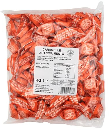 Mera & Longhi Caramelle Quadre Arancia Menta - Confezione da 1 kg