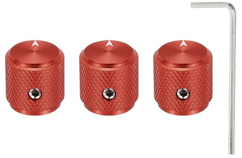 QUARKZMAN 3 Stück Aluminium Potentiometer Drehknopf, 1/4 (6mm) Universelle Lautstärke Tonregelknöpfe mit Pfeilindikator für Gitarre, 1/2 Rot