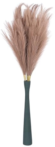 QUARKZMAN 8 Stück Faux Pampas Gras Dekor Groß, 45/114cm Große Künstliche Flauschige Grasstiele Falsche Getrocknete Blumen für Zuhause Hochzeit Vasendekoration, Braun