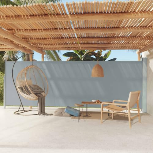 Retractable Side Awning 180x600 cm Grey Garden Patio Shade Panel Garden Veranda Sun Blocker Automatic Closure for Balcony and Outdoor Spaces