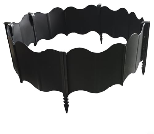 Snowchecking Juego de bordes flexibles para paisaje, valla de jardín para jardines de rocas, mantillo, decoración al aire libre, 20 piezas, 10 estacas (20 negras + 10 clavos)