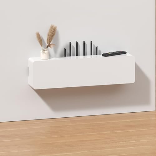 HARELA WiFi Router Storage Box Wall Mount Hidden Cable Tidy Box, Modem Cable Router Cover, WiFi Box Hider Shelves for Wall, for Office and Home, Multi-Function Storage Rack(White,60cm/23.6in)