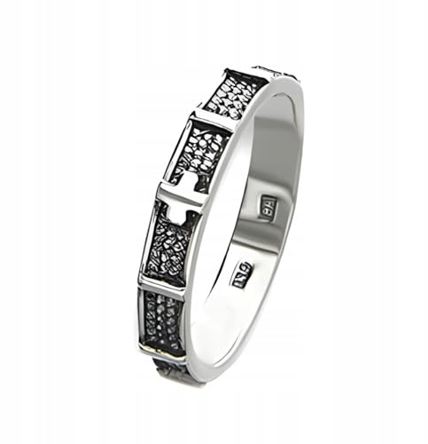 Ulex Premium 925 Sterling Silber Ringe Bandring Mit Rosenkranz Finger Oxyidiert Poliert Elegant Zeitlos Klassisch Handgefertigt Religiöser Unisex Silberring Größe 50