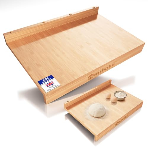 Wooden Pastry Board, Cutting Board with Counter Edge, Reversible Kneading Board for Rolling Dough Bread, Chopping Board with Lip 61X40cm (Log)