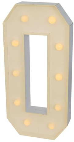 LED-siffror nummer belyst, 100 cm stort nummer med glödlampor, 0 1 2 3 4 5 6 7 8 9 ljusnummer, med batterilåda, 2000–3000 K, för examensfester, bröllop (0)