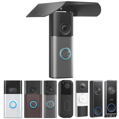 TEKCAM Stainless Steel Doorbell Rain Sun Cover for Ring Tapo, Black | for Ring Battery Doorbell 2026 Tapo D210 TD21 Eufy E340 C31 Blink, Weatherproof Snowproof Protective Cover, Anti-Glare