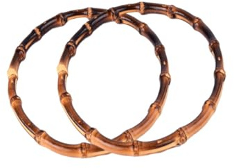 WOONEKY Manici per Borse Fai da Te in bambù 2 Pezzi Rotondi Ricambio per Borse a Mano per Progetti Creativi | Stile Rotondo e Mezzo Rotondo, Adatti a Handbag e Progetti Creativi, Finitura Curata
