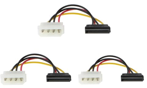 JZK Cable de alimentación Molex a SATA 15 cm (3 unidades), adaptador conector SATA a Molex 4 pines para disco duro 4 pines y SSD