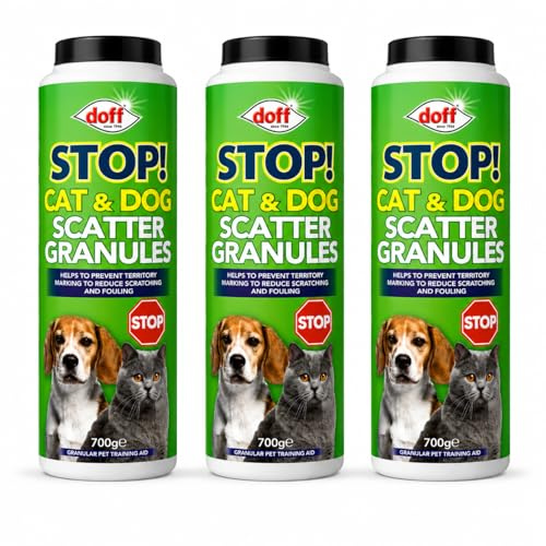3 x Doff Cat & Dog Scatter Granules 700g – Outdoor Cats & Dogs Repellent for Gardens, Lawns & Patios – Helps Prevent Fouling, Digging & Scratching – Pet Deterrent Granules for Outdoor Use