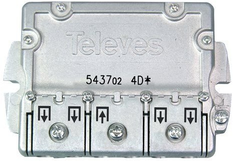 CABLEPELADO - Repartidor Distribuidor - Splitter - coaxial - conexión easyF - mínima amortiguación de señal - 5-2400mhz - 4 Salidas