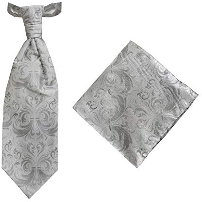 Remo Sartori - Set Cravattone Plastron e Fazzoletto da Cerimonia Sposo in Seta Floreale, Made in Italy, Uomo