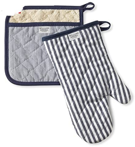 Williams-Sonoma Bay Stripe Oven Mitt & Potholder Set, Navy Blue