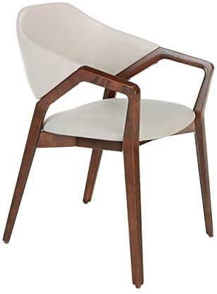 Angel Cerdá – Chaise de Salle à Manger Rembourrée en Similicuir Vison | Chaises de Salle à Manger Modernes, Design Minimaliste | 57 x 58 x 80 cm, Pieds en Bois de Frêne Couleur Noyer | Confortable
