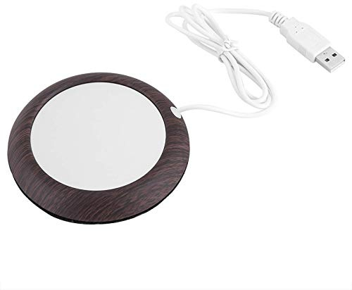 Garosa Kaffekoppsvärmare, 5 V USB-laddning träkorn värmematta med 80 °C temperaturvärmare för kakao, te, vatten, mjölk (mörk)