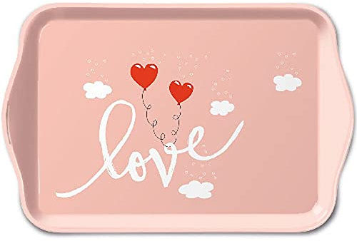 Vassoio in melamina 13 x 21 cm, palloncini d'amore con rose pallide Love Balloons Pale Rose, vassoio da servizio, caffè, tè Serivce