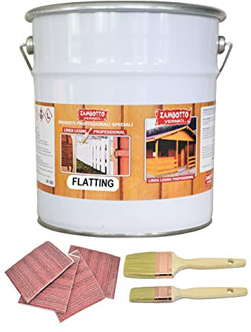 Flatting Transparentes Lösungsmittel oder Politur für Holz, 1, 2,5, 5 oder 10 Liter (glänzend, 5 Liter + Set)
