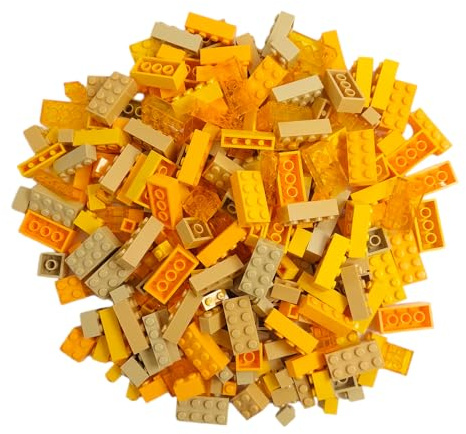 Q-Bricks Bausteine Box | 300 Grundbausteine in 5 Formen | Verpackt in Einer wiederverwendbaren Box | 100% kompatibel | Hergestellt in der EU (Gelbe Mischung)