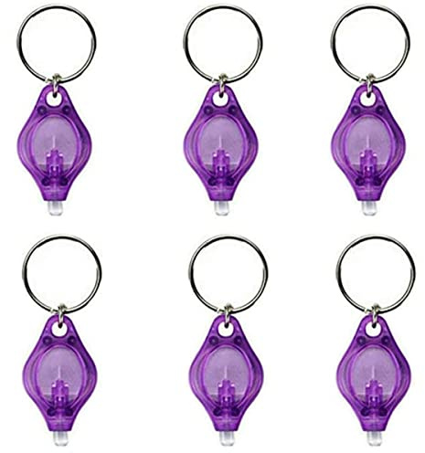 Mini-Schlüsselanhänger-Taschenlampen, UV-Geldscheinprüfer, Schlüsselanhänger, LED, Gelddetektor, Licht, Taschenlampe, Violett, 6 Stück
