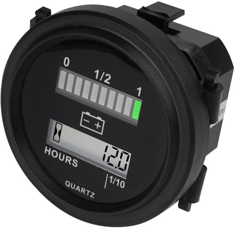 Yooreal 12/24V 36V 48/72V Indicatore del misuratore della batteria al piombo-acido,Contaore TOT，Della Batteria Al Piombo (Non Incluso Trojan), Per Carrelli Elevatori Per Camper e Carrelli Da Golf ecc