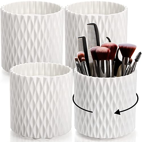 AVLA Make-up-Pinselhalter, 360° drehbarer Make-up-Pinsel-Organizer, 5 Schlitze, Kunststoff, drehbarer Bleistift-Aufbewahrungsbecher, Kosmetik-Display-Behälter, Badezimmer-Schreibtisch, Beauty-Werkzeug