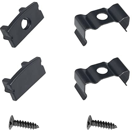ITROLLE 24PCS Black U-Shaped LED Channel System Led Channel Metal Mounting Clips Led Channel End Caps Extrusion Profile for Strip Tape Light Track Segments with Screws
