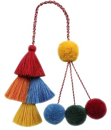 Warmhm Handgewebter Boho Quasten Anhänger Lange Tasche Charm Für Damen Dekoration Schlüssel Auto Handtasche Diy Accessoire Mehrfarbig